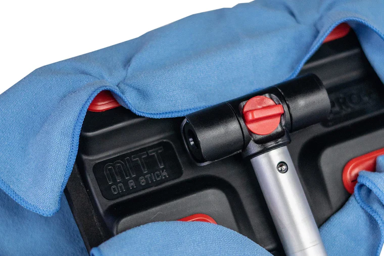 Autofiber [BLUE Mitt on a Stick PRO+] Brosse de lavage avec tête rotative *Nouvelle version!*