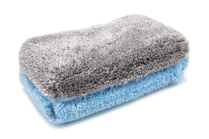 Autofiber [Block Party] Éponge Microfibre de Lavage (4.5&quot; x 8&quot; x 2.5&quot;) Bleu/Grise