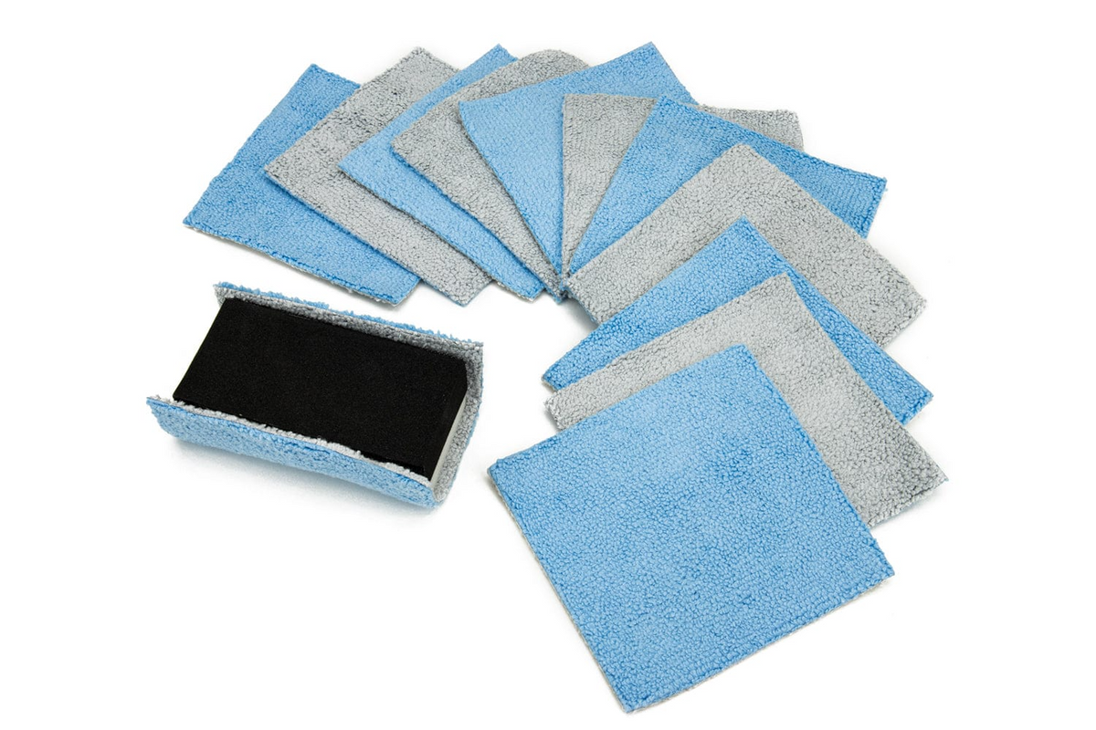 Autofiber [Saver Block &amp; Refill] Coating Applicator Foam Block with Side Velcro and Refill Saver Sheets with Barrier Layer (3.5 in. x 2 in. x 1 in.) - 12 pack